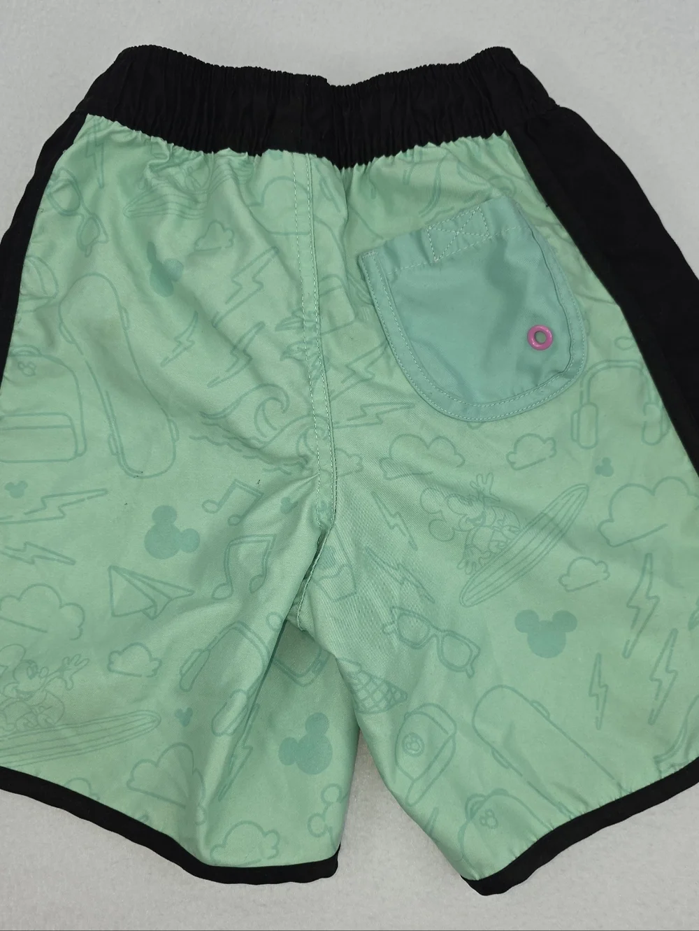 Disney Boy's Mickey Mouse Green Black Kids Swim Shorts Size 5/6 AR-3453